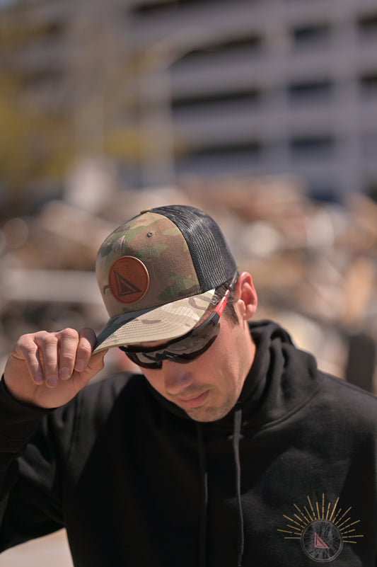 Squared Trucker Snapback Hat - Camo